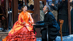 Perrine Madoeuf (Musetta) et Matteo Peirone (Alcindoro), La Bohème, Opéra de Saint-Etienne